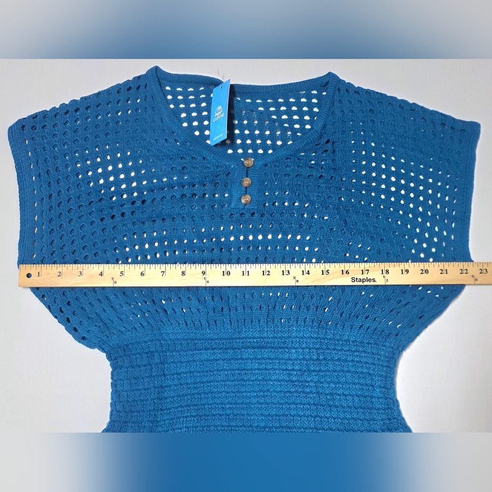 Cupshe Blue Crochet Knit Beach Cover Up Dress Medium New With Tag Boho - Picture 5 of 7